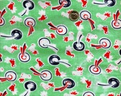 Vintage Feedsack Novelty Cotton Feedsack Fabric - Pretty Lime Green Sherbert Background with Birds and Hats - 38 x 21