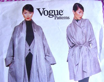 UNCUT * ISSEY MIYAKE  Designer Vogue Pattern 1836 *  Misses' Japanese Fashion Wrap Coat & Belt  *  All Sizes Included