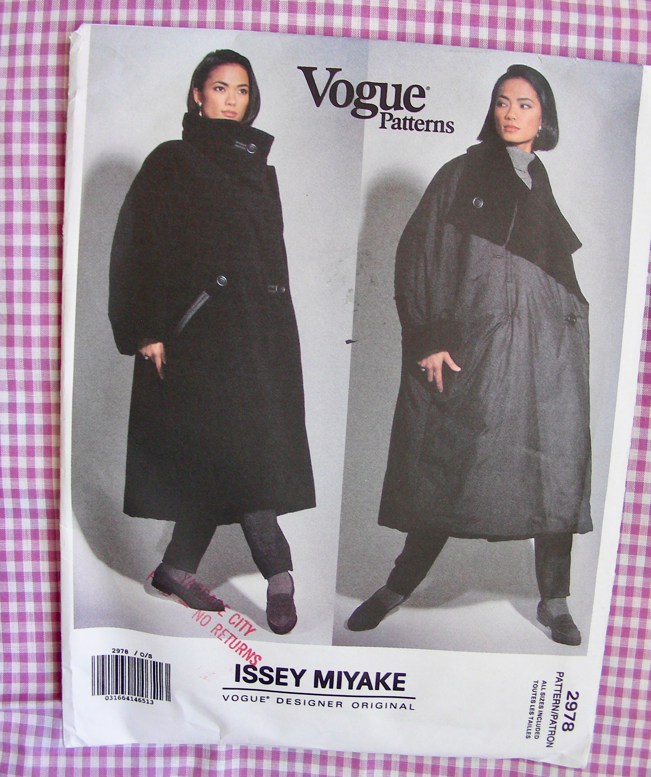 Patron De Couture Vogue 2978 Issey Miyake - Manteau Réversible (uncut) - Années 90