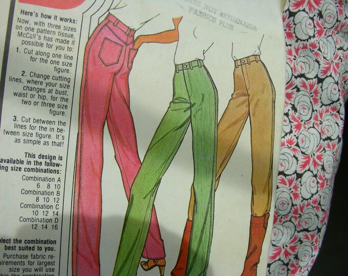 UNCUT Vintage 1970's Mccall's Pattern 6169 Retro Misses' Pants. Tapered ...