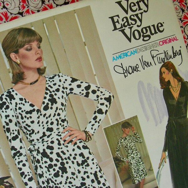 Sale UNCUT Vogue Pattern 1548  Diane Von Furstenberg  Designer Pattern * Misses' WRAP DRESS or Evening Gown Size 6  Bust 30.5 Sewing Pattern