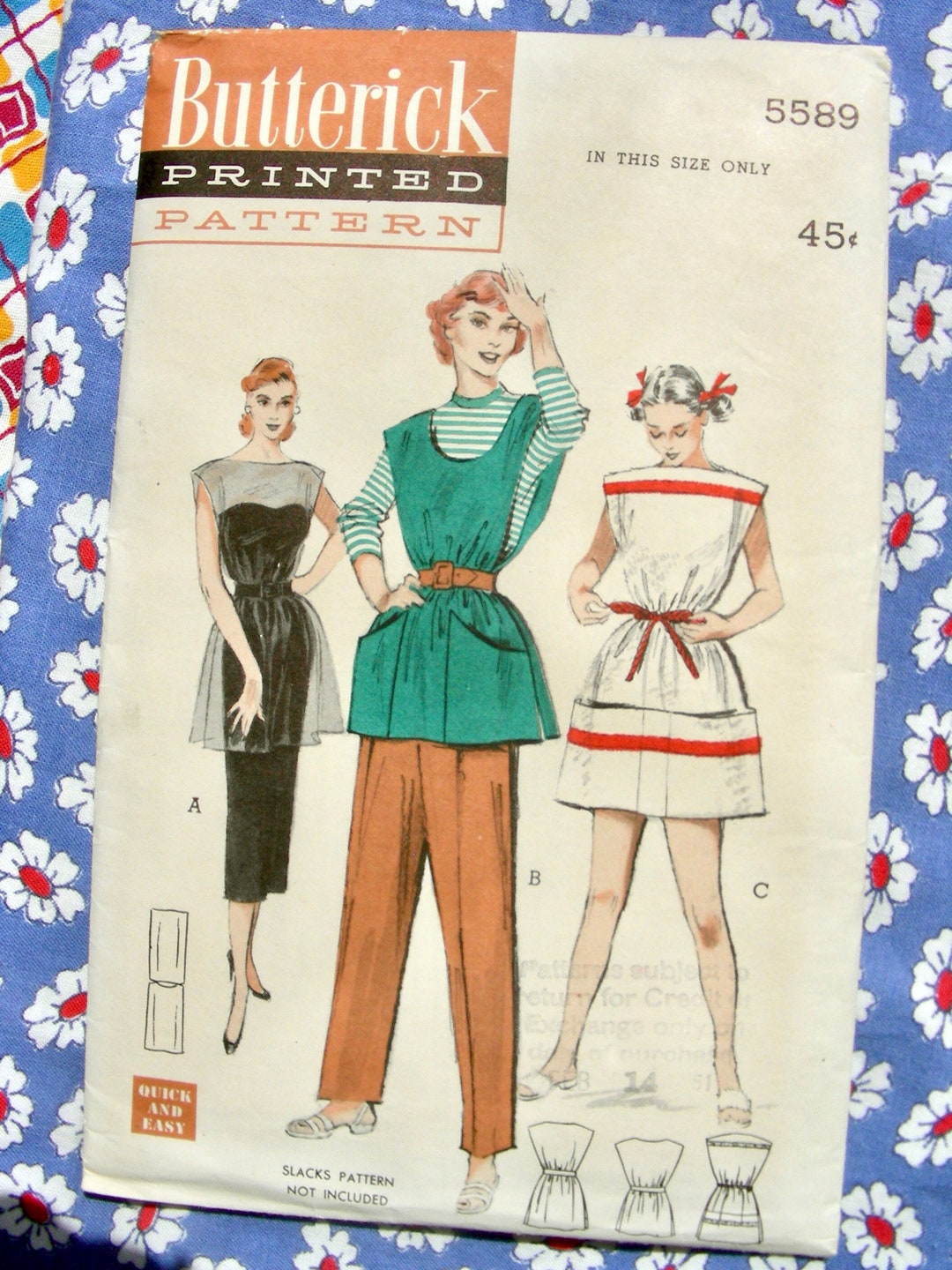 UNCUT Vintage Butterick 5589 Poncho Tunic: Bateau or U-shaped Necklines ...