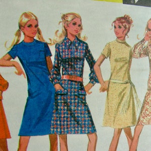 UNCUT Vintage 1970 McCall's Pattern 2549 Misses' Retro Dresses in Six Versions and Scarf / Size 16, bust 38 image 1