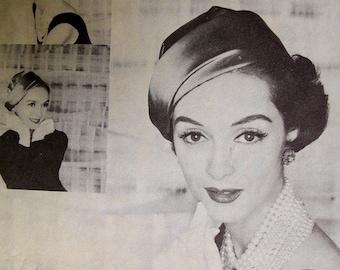 ORIGINAL  VOGUE HAT Pattern 9328  Designers Hat Pattern by John Frederics * 1950s The Profile Hat has a Draped brim * Head Size 21.5 or 22