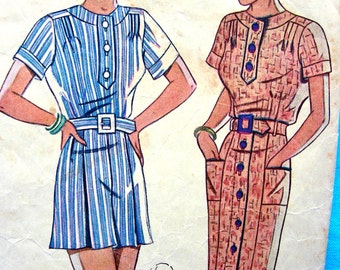 Vintage 1930's Customode Sewing Pattern 8209 - Fabulous Misses' Playsuit or Long Dress - RARE * Size 14 * Bust 32