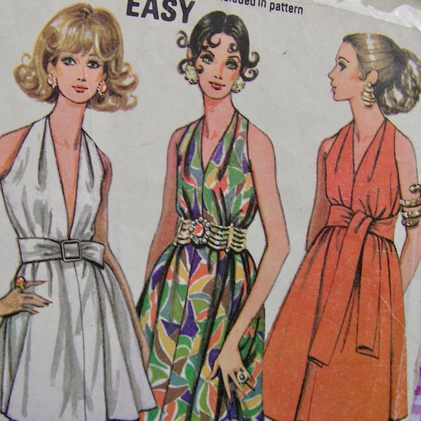 MCCALLS 9656 UNCUT  Misses' High-waisted Wrap Dresses in 3 Lengths with Plunging Neckline, Maxi, Mini, Ankle Lengths / Size 10, bust 32.5
