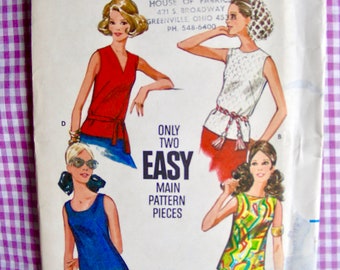 Butterick 3318 UNCUT Vintage Sewing Pattern / 1970's Misses' Close-fitting T-Shirts in Four Styles / Size 16 - Bust 38"