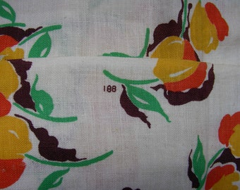 Vintage FEEDSACK Flour Sack Cotton Quilting  Fabric  //  Beautiful Yellow and Orange Flowers "Number 188"   //   18  x 44  inches
