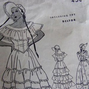 Vintage 1930's  Butterick  Pattern 1087  -   Misses' Colonial Costume Dress, Pantalets, Petticoat *  FACTORY FOLDED * Sizes 14-16 / bust 32