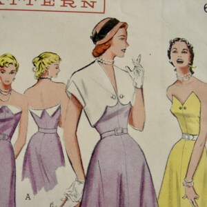 1950er Jahre Trägerloses Kleid Schnittmuster: Butterick 5719, Büste 34, UNCUT