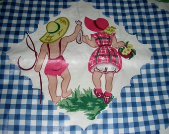 SALE Vintage Children's Cotton NOVELTY Juvenile  Fabric Yardage  - Washable Chintz * A Kandell Design  - NOS - 35 " Wide * 6 Yards Available