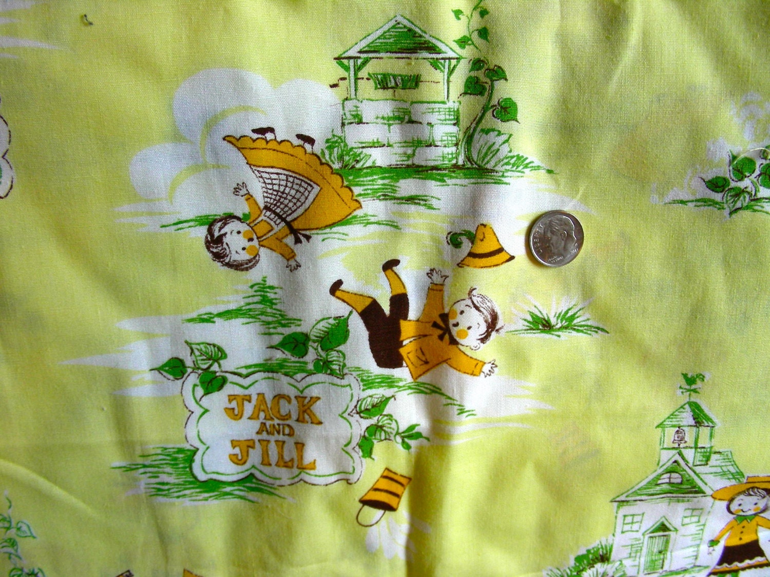 Vintage Cotton NOVELTY Nursery Rhymes Fabric Yardage on Etsy