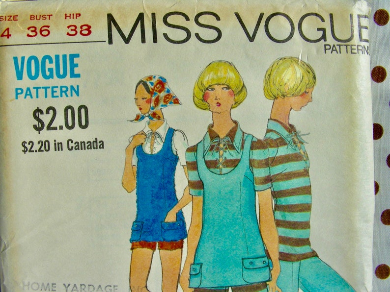 UNCUT Vintage 1970's MISS VOGUE Pattern 7798 / Misses' Retro Tunic, Blouse and Pants or Shorts / Size 14 / Bust 36 image 1