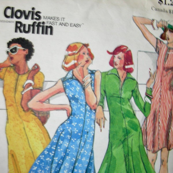 UNCUT Vintage Butterick Pattern 3606 / Young Designer CLOVIS RUFFIN Gorgeous Misses' Dresses Sewing Pattern  * Size 10 / Bust 32.5