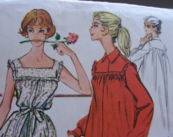 UNCUT / Vintage  1950s McCall's Pattern 5088 /  Misses' NIGHTGOWN in Two Lengths / Size 18, bust 38