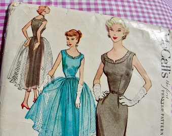 UNCUT McCall's 9434 Sewing Pattern: GLAMOROUS Misses' Sheath Dress and Net Overskirt, Rhinestones Trim / Size 12 , Bust 30