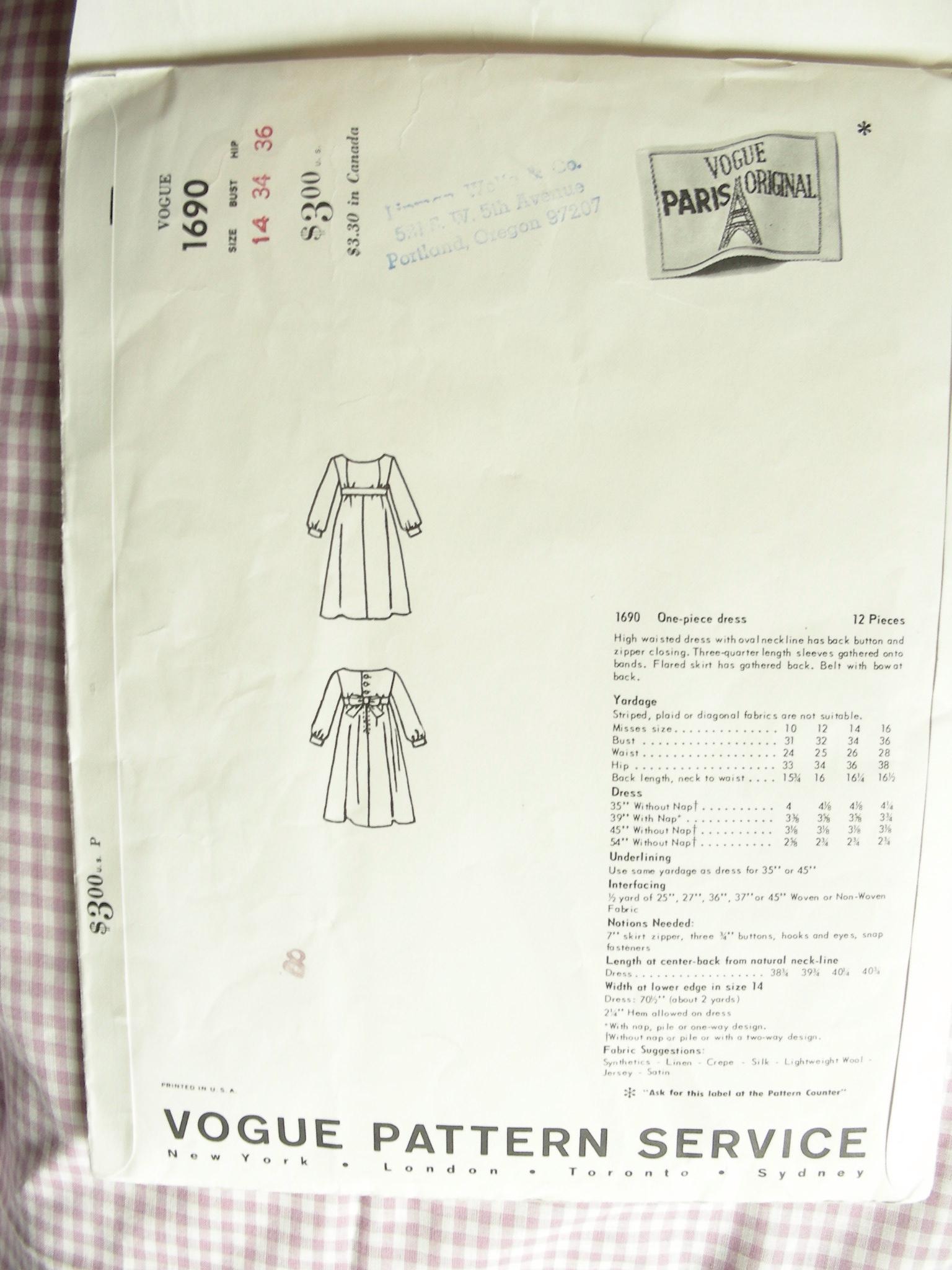 RARE YSL Vogue Paris Original Pattern 1690 / Close-fitting Mini or ...