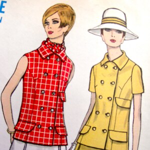 UNCUT * Vintage 1960's Vogue Pattern 7379 / MOD Misses' Two-piece Dress Sewing Pattern / Size 8 / Bust 31.5