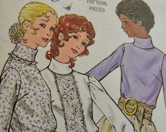 UNCUT Vintage 1970  Butterick  Pattern 6074  / BEAUTIFUL  Misses' Blouse / Three Design  Styles / Size 8, bust 31.5 or Size 16, bust 38