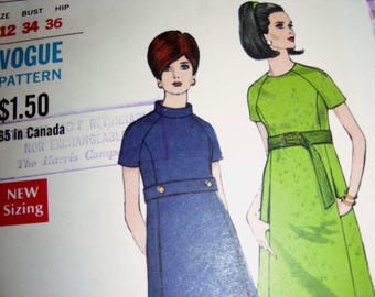 Vogue 1960s Dress Sewing Pattern 7283 - Size 12 UNCUT