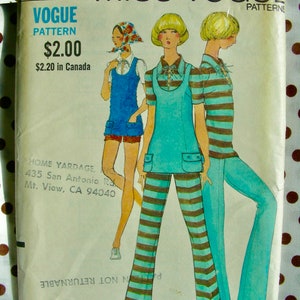 UNCUT Vintage 1970's MISS VOGUE Pattern 7798 / Misses' Retro Tunic, Blouse and Pants or Shorts / Size 14 / Bust 36 image 2