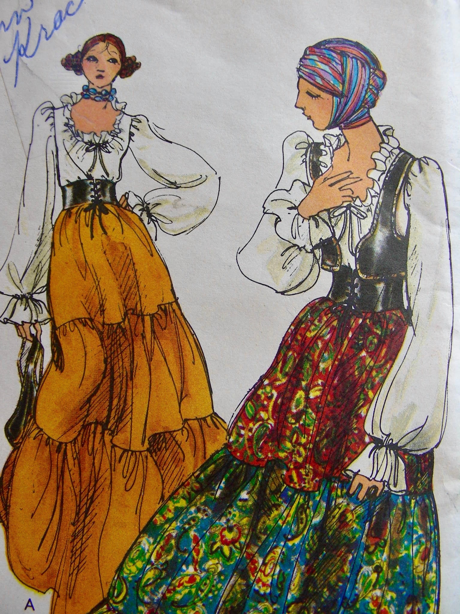 Kits & How To Peasant Blouse Skirt and Midriff Cummerbund Size 10 Bust