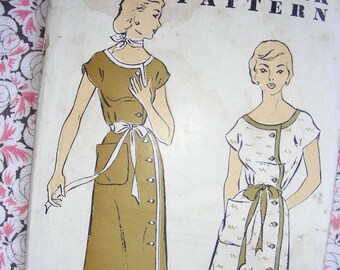 UNCUT Vintage 1930's NEW YORK  Pattern 1018 - Fabulous Misses' Diagonal Side Closing Dress * Size 18 * Bust 36