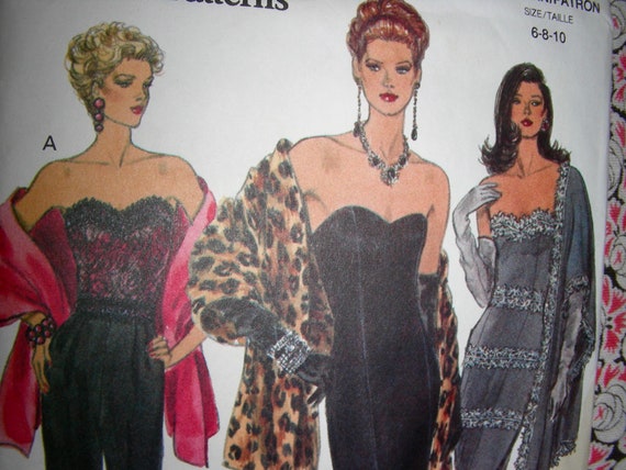Vintage VOGUE Pattern 8485 // GLAM Misses Slim Cocktail/evening Dresses,  Top and Stole // Sizes 6-8-10 / UNCUT * Sewing Pattern - Etsy