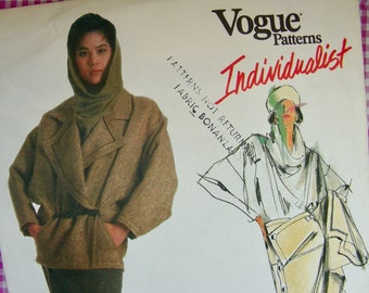 Size 8 UNCUT * ISSEY MIYAKE Designer Vogue Pattern 1599 *  Misses' Below Hip Jacket, Tapered Wrap Skirt and Front Drape Top Japanese Fashion