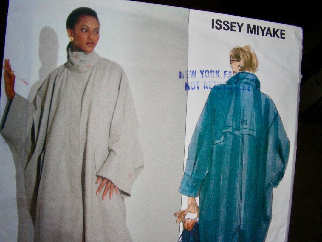 ISSEY MIYAKE Permanente wool Check Pattern Modified Gown outer coat GG63039 Gray navy M
