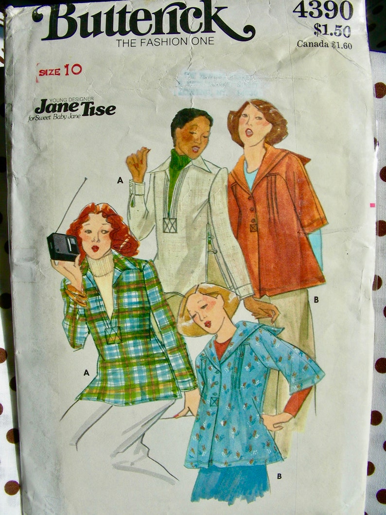 Size 8 bust 31.5 or Size 10 Bust 32.5 UNCUT Vintage Butterick Pattern 4099 Young Designer JANE TISE Sailor Blouses or Tunic Tops