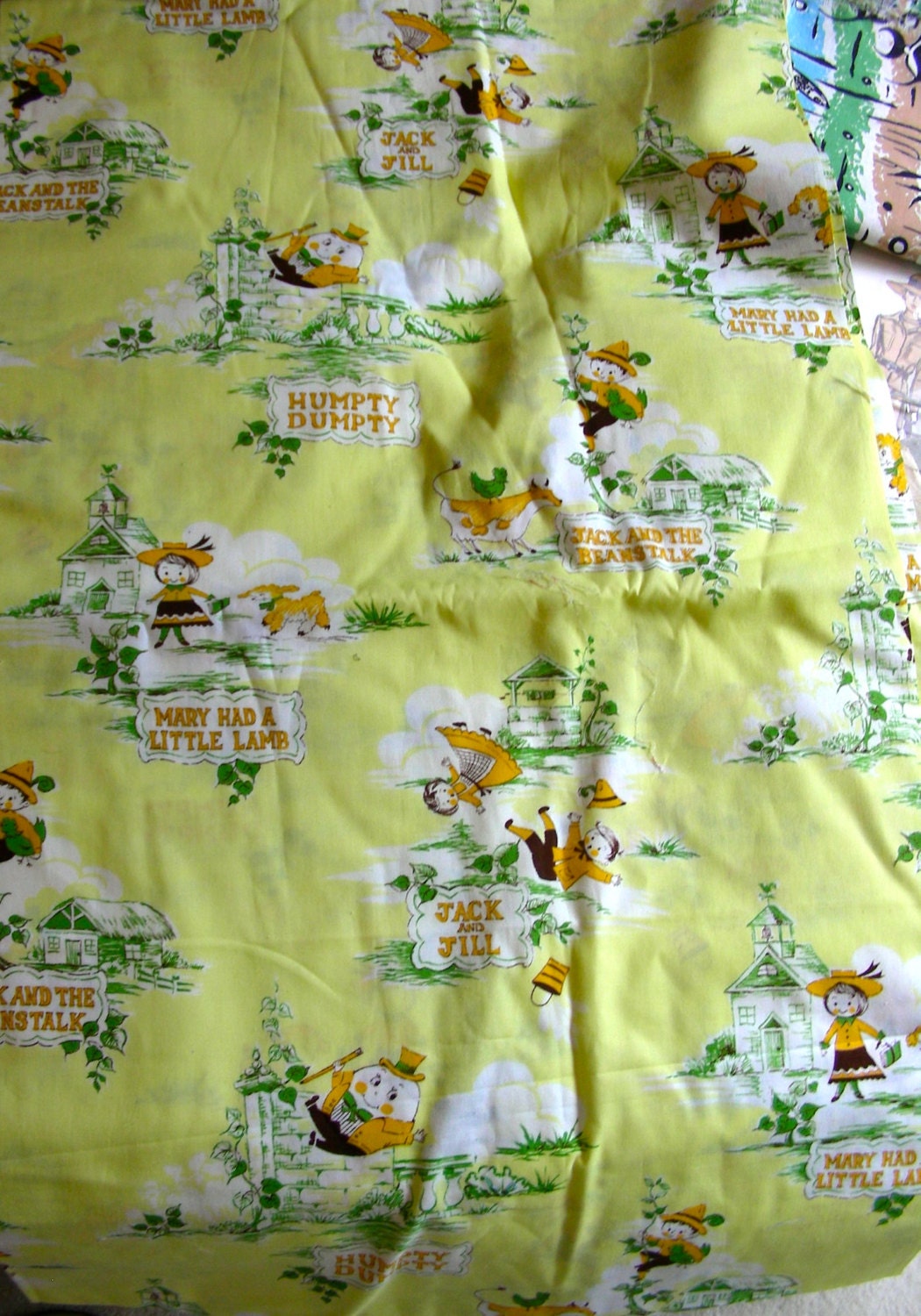 Vintage Cotton NOVELTY Nursery Rhymes Fabric Yardage on Etsy