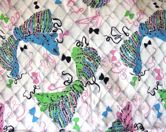 Vintage  Feedsack Flour Sack Cotton Fabric -  - Cute Novelty BOWS: Small and Large, Pink, Green and Blue  -- 37 x 40