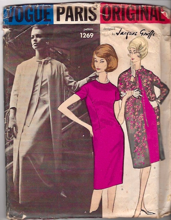 Vintage VOGUE Paris Original Jacques Griffe Pattern 1269 - GLAMOROUS  Designer Evening Gown or Dress, Coat and Slip - Size 18 - Etsy UK