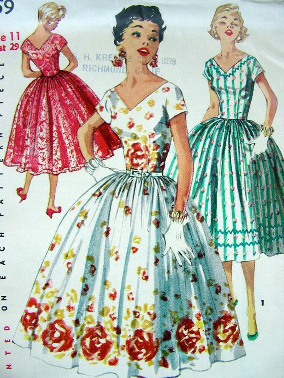 50s Simplicity Dress Pattern 1156 Simple to Make Etsy