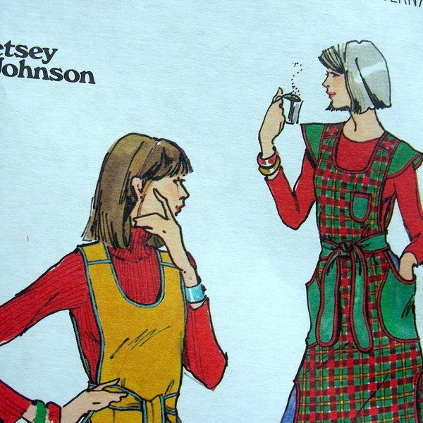 Rare UNCUT * Vintage 1970'S Butterick Pattern 4971  Young Designer Betsy Johnson - Tunic-Apron-Pinafore  - Size 12, Bust 34