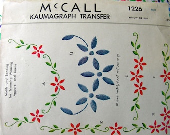 ORIGINAL  Vintage McCall Transfer Pattern 1226 -- Motifs and Banding for Trimming Wearing Apparel   - UNCUT