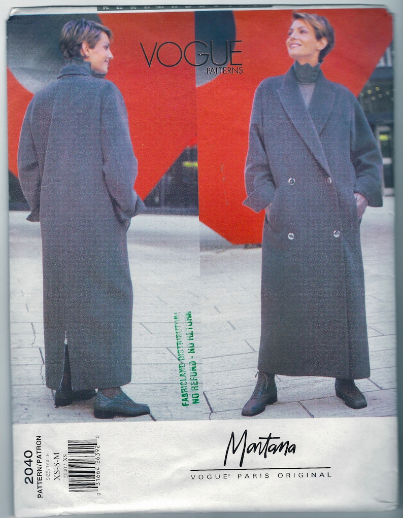 Patron De Couture Vogue 2040 Signé Montana – Modèle Rare, Neuf