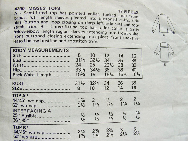Size 8 bust 31.5 or Size 10 Bust 32.5 UNCUT Vintage Butterick Pattern 4099 Young Designer JANE TISE Sailor Blouses or Tunic Tops