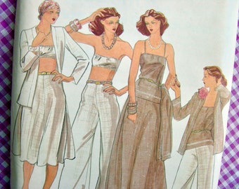 1970's UNCUT STUNNING Misses' Jacket, Camisole, Bandeau Bra, Skirt & Pants Sewing Pattern by Butterick #4284  / Size 14 / Bust 36