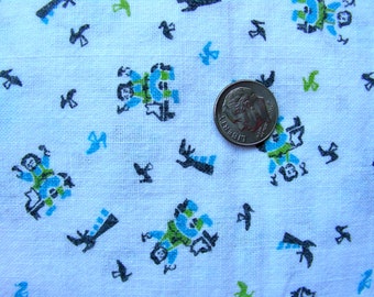 Vintage FEEDSACK Cotton Fabric //  STILLaSack //  Tiny Tiny High Heel Shoes & Boots and Shoe Cobbler on White //  36 x 48