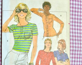 Butterick 4932 UNCUT Vintage Sewing Pattern / 1970's Misses' Close-fitting T-Shirts in Four Styles / Size 16 - Bust 38"