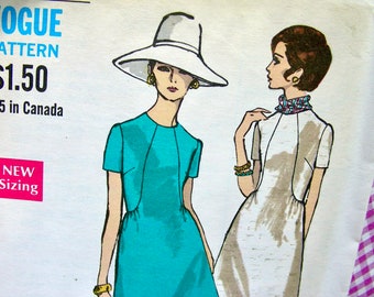 Vogue  Pattern 7464  UNCUT  / Elegant Misses' Semi-fitted A-line Dress with Front Seaming Detail  // Sizes 8 or 10