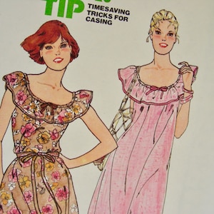 Vintage 1970&#39;s Butterick 6105 Sewing Pattern  / SWEET  Misses&#39; Dress in Two Styles for Day or Evening / Size Petite 6 / Bust 30.5 / UNCUT