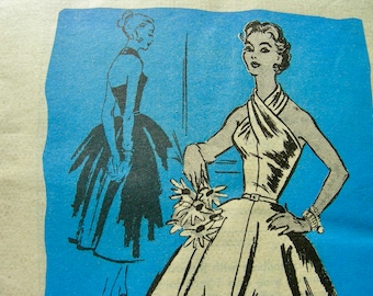 Sale UNCUT 1950s Prominent Designer Isabel Dobson Pattern A593 -  ELEGANT Misses' Cocktail Dress Draped Criss-Cross Straps Size 14, bust 32