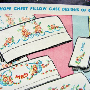 UNCUT ORIGINAL  Vintage Vogart Pattern 269  Embroidery Transfers:   Hope Chest Designs  for Clothing, Linens, Towels, Pillow Cases