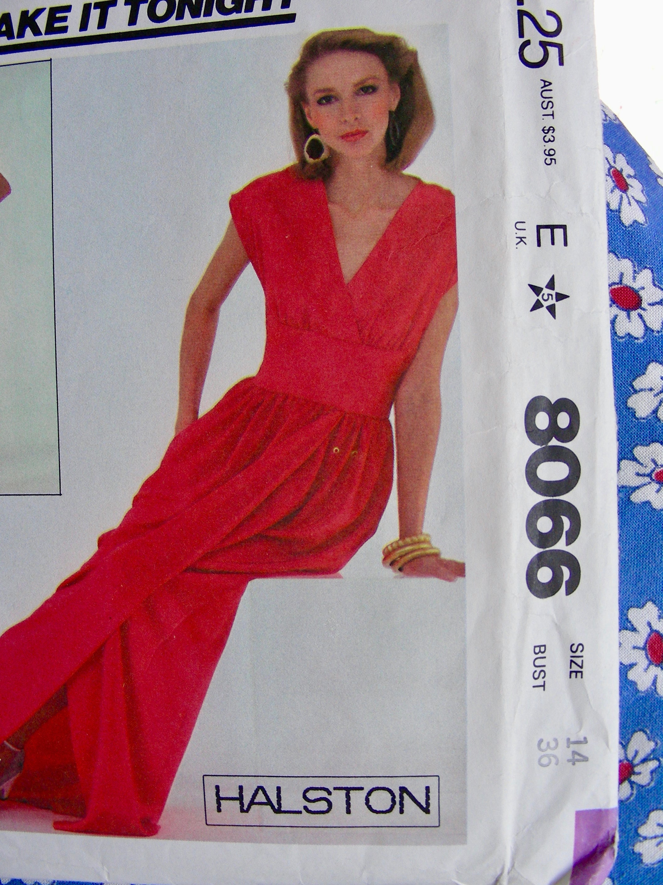 HALSTON Designer Mccall's Pattern 8066 UNCUT Vintage 1980's