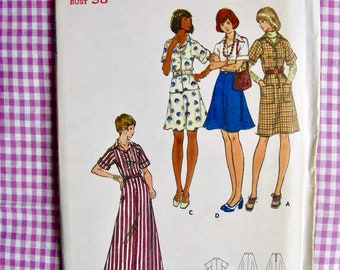 UNCUT 1970's Butterick Pattern 3201 /   CHARMING Misses'  High-waisted Dress, Surplice Bodice /  Size 16, bust 38 / Sewing Pattern