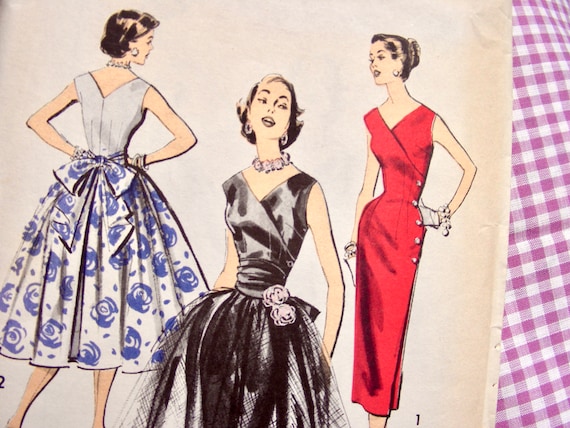 UNCUT Vintage Advance 8168 - GLAMOROUS Misses' Cocktail Evening Surplice  Top Wrap Sheath Dress & Bouffant Overskirt - Size 14, Bust 34 - Etsy