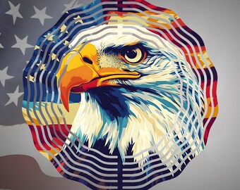 American Eagle Wind Spinner Sublimation Design, Colorful Wind Spinner Template, Garden Wind Spinner PNG, Instant Digital Download PNG